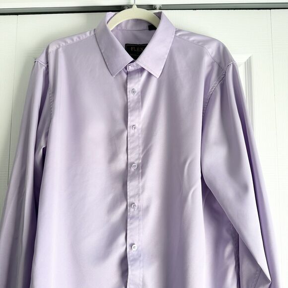 Flex Dress Shirt Mens Size M Purple Luxury Collection Long Sleeve - Picture 2 of 10
